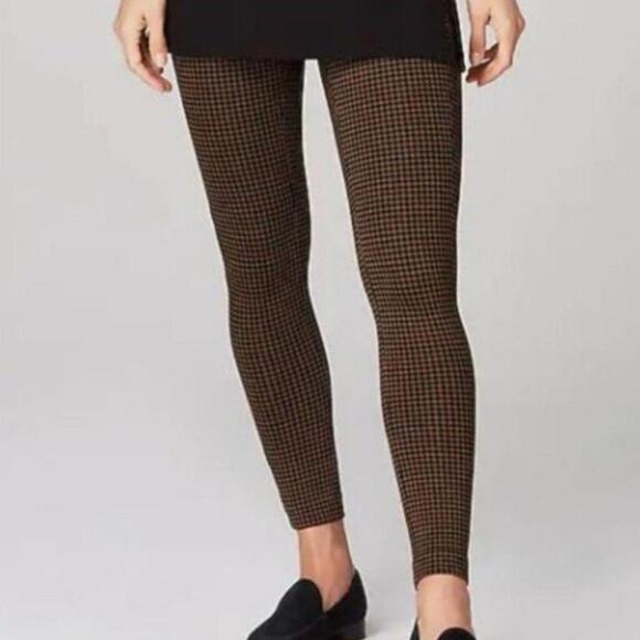 J.Jill Leggings Brown Black Plaid Womens M Stretch Ponte High Rise Athletic Fit - Picture 1 of 4